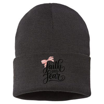 Faith Over Fear Bow Christian Teen Girl God Good Sister Sustainable Knit Beanie