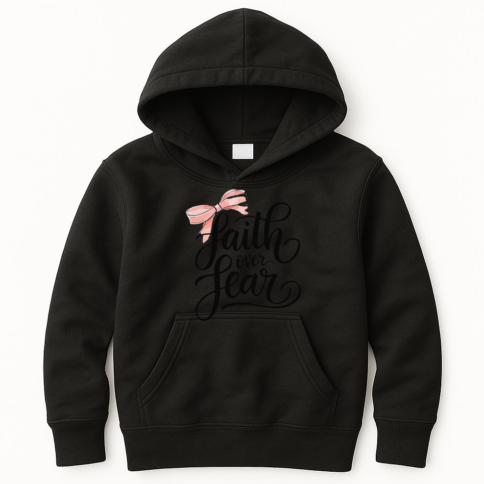 Faith Over Fear Bow Christian Teen Girl God Good Sister Kids Hoodie