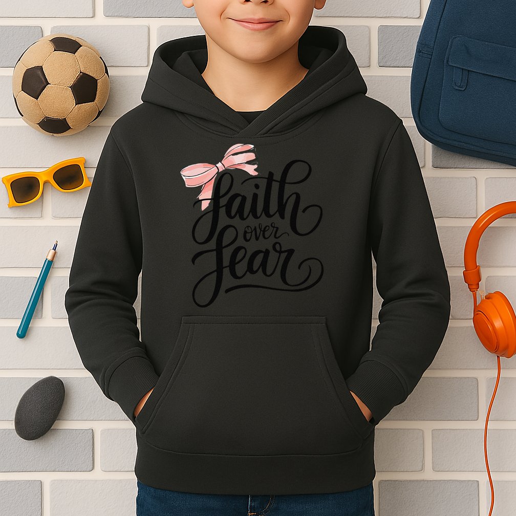 Faith Over Fear Bow Christian Teen Girl God Good Sister Kids Hoodie