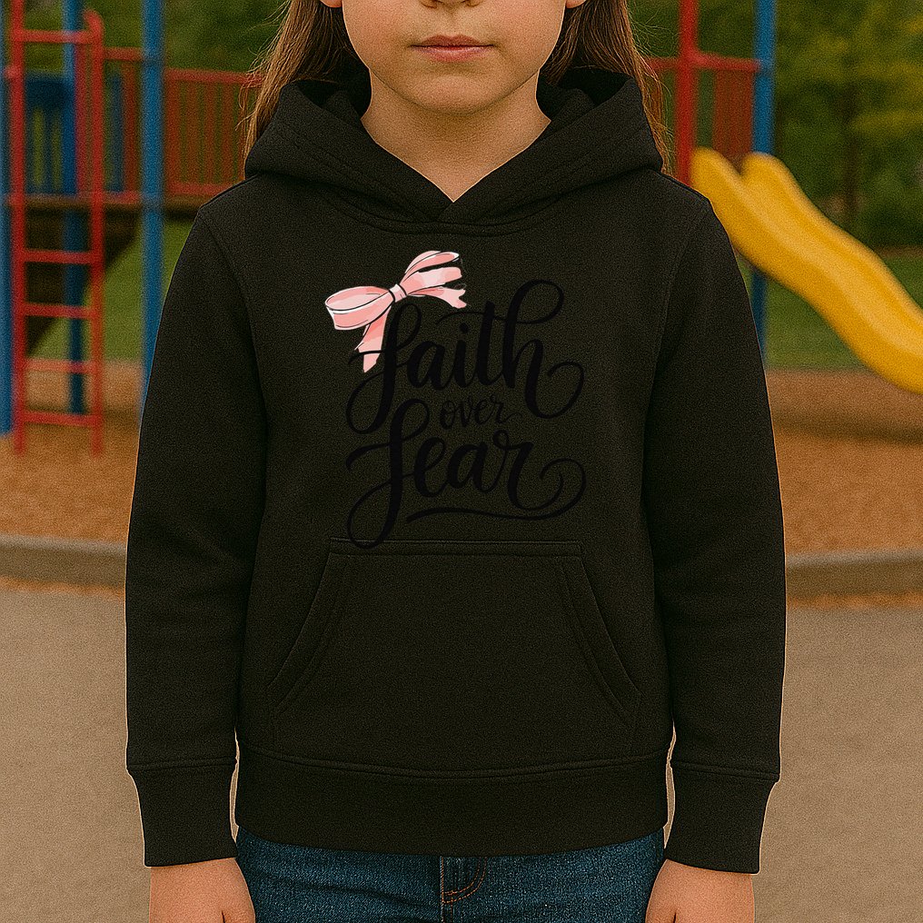 Faith Over Fear Bow Christian Teen Girl God Good Sister Kids Hoodie