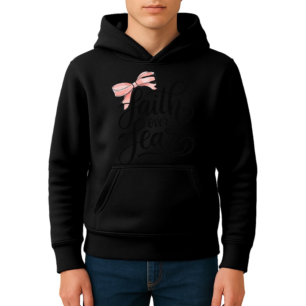 Faith Over Fear Bow Christian Teen Girl God Good Sister Kids Hoodie