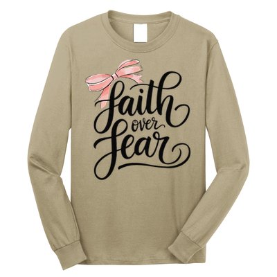 Faith Over Fear Bow Christian Teen Girl God Good Sister Long Sleeve Shirt