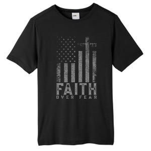 Faith Over Fear Cool Christian Cross American Usa Flag Tall Fusion ChromaSoft Performance T-Shirt