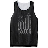 Faith Over Fear Cool Christian Cross American Usa Flag Mesh Reversible Basketball Jersey Tank