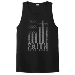 Faith Over Fear Cool Christian Cross American Usa Flag PosiCharge Competitor Tank