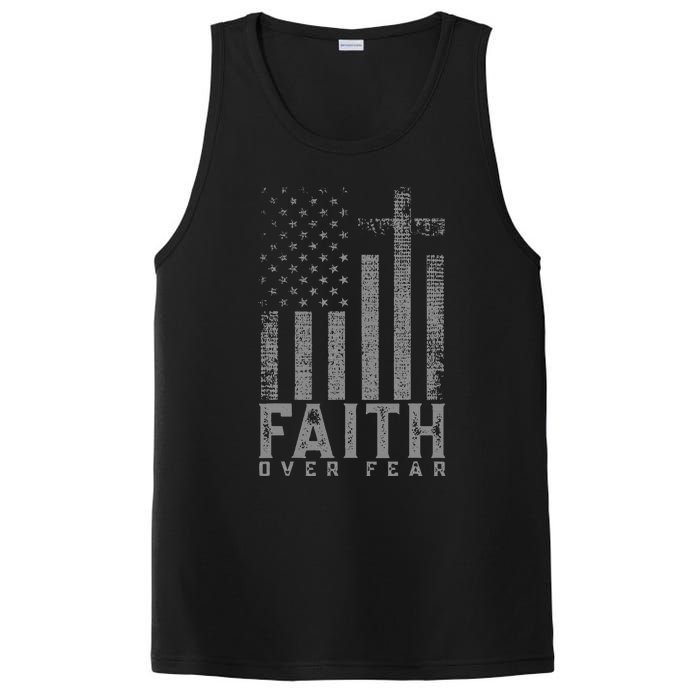 Faith Over Fear Cool Christian Cross American Usa Flag PosiCharge Competitor Tank