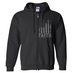 Faith Over Fear Cool Christian Cross American Usa Flag Full Zip Hoodie