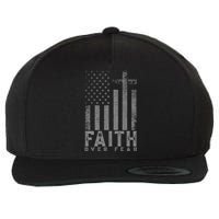 Faith Over Fear Cool Christian Cross American Usa Flag Wool Snapback Cap