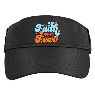 Faith Over Fear Floral Vintage Retro Adult Drive Performance Visor