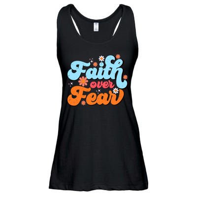 Faith Over Fear Floral Vintage Retro Ladies Essential Flowy Tank