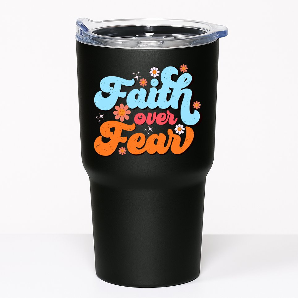 Faith Over Fear Floral Vintage Retro Tumbler