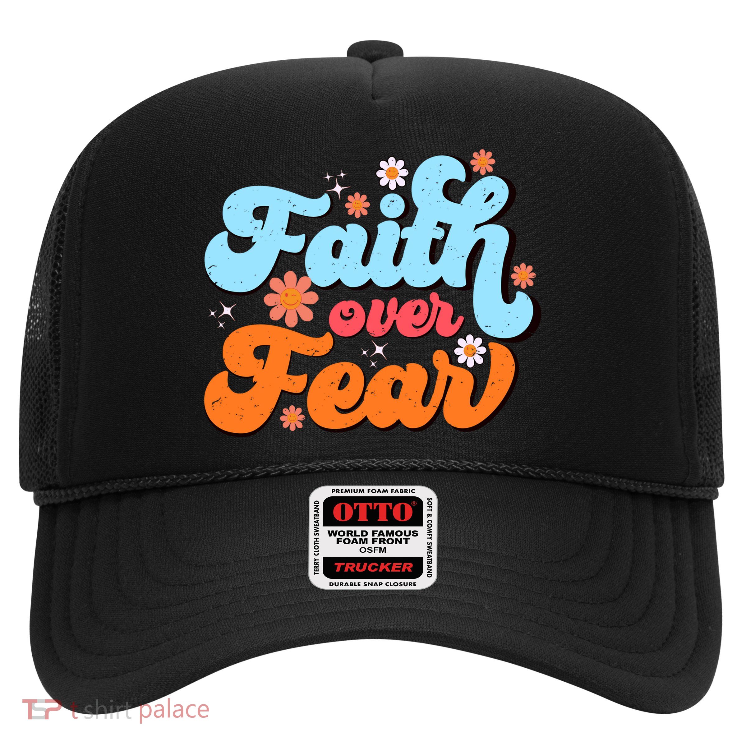 Faith Over Fear Floral Vintage Retro Trucker Hat