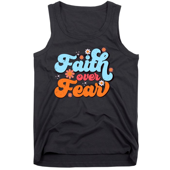 Faith Over Fear Floral Vintage Retro Tank Top