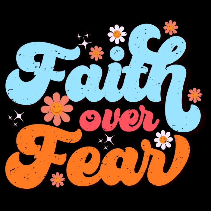 Faith Over Fear Floral Vintage Retro Womens T-Shirt