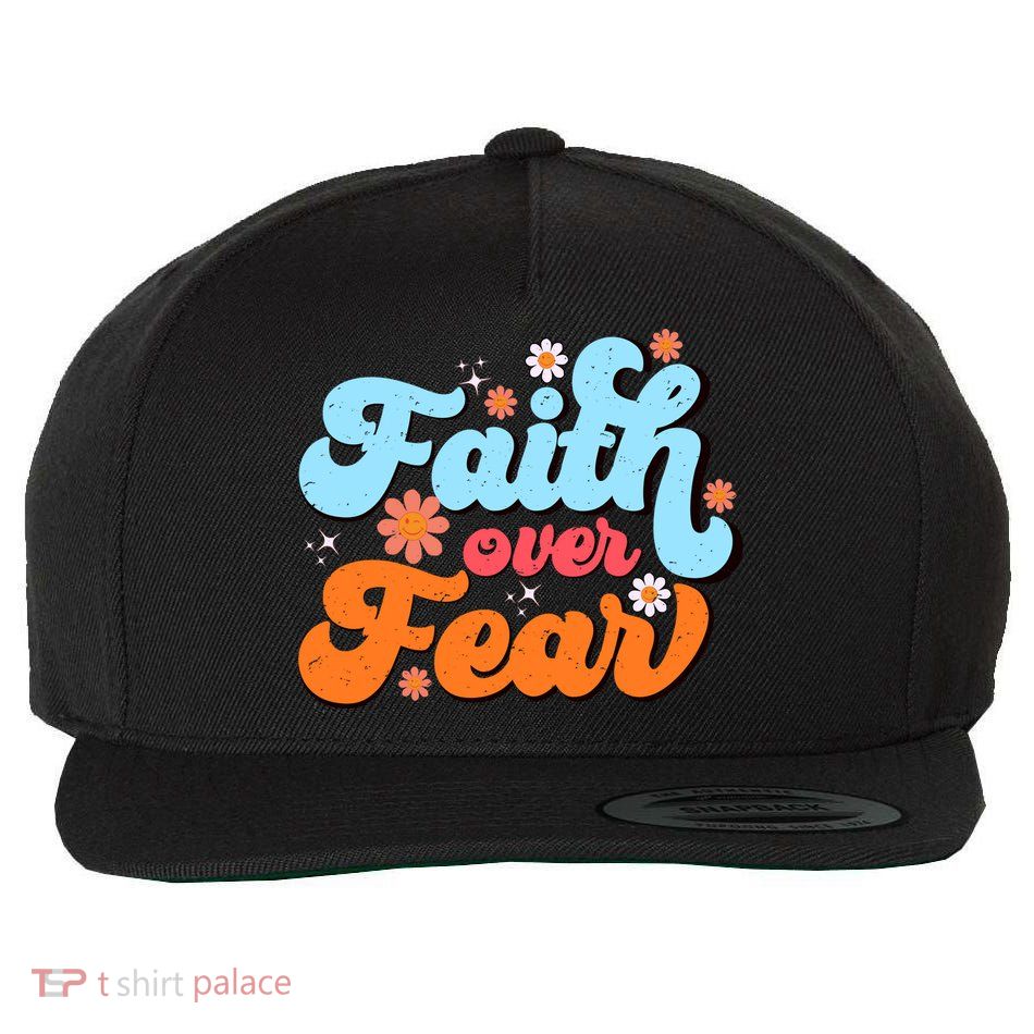 Faith Over Fear Floral Vintage Retro Wool Snapback Cap
