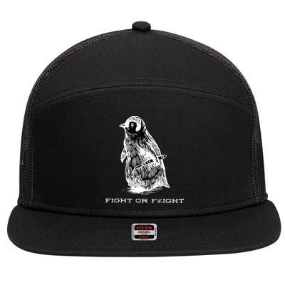 Fight or Flight Funny Penguin Pun Fight Or Flight Meme  7 Panel Mesh Trucker Snapback Hat