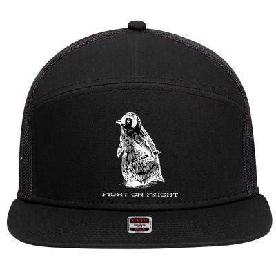 Fight or Flight Funny Penguin Pun Fight Or Flight Meme  7 Panel Mesh Trucker Snapback Hat