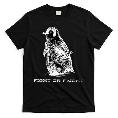Fight or Flight Funny Penguin Pun Fight Or Flight Meme  T-Shirt