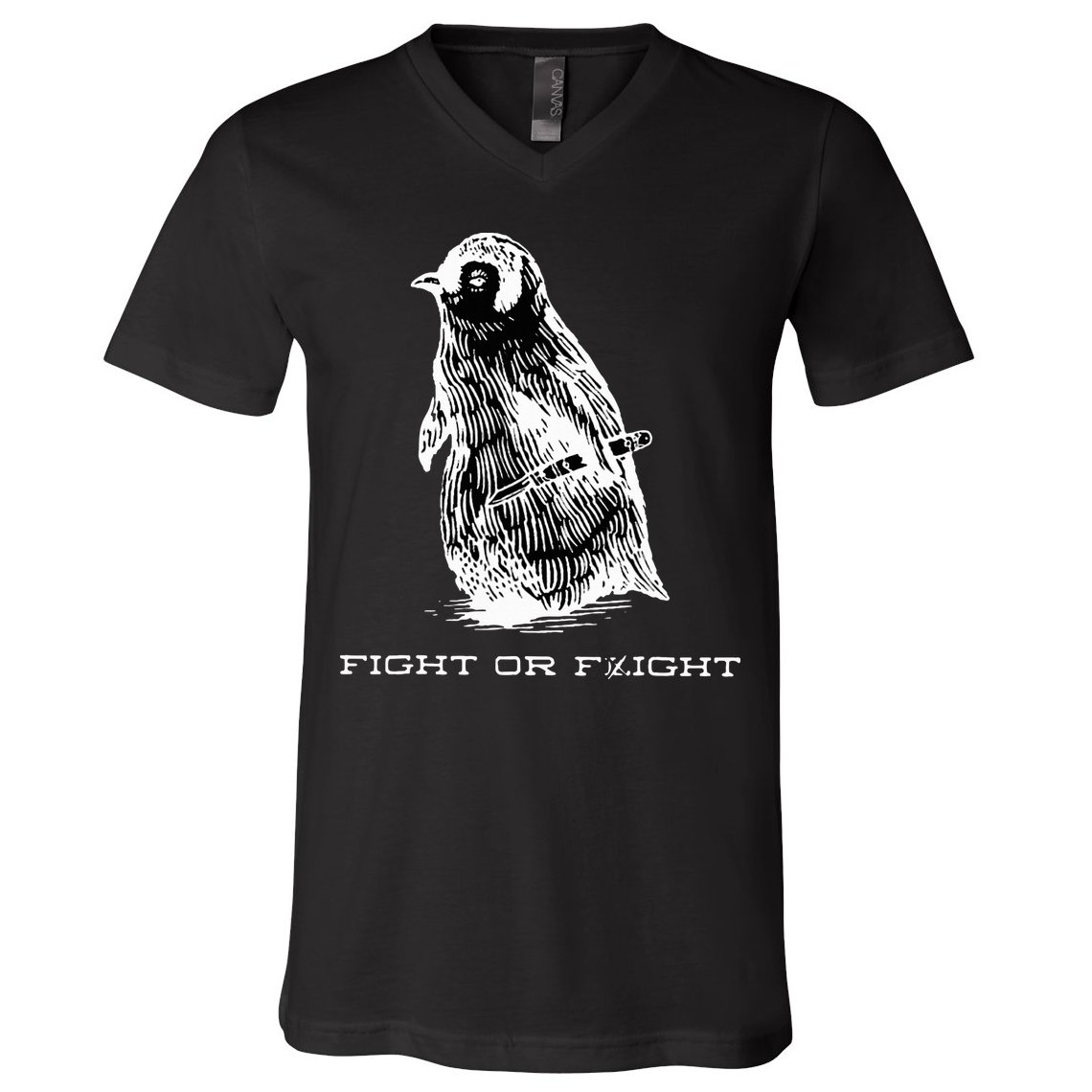 Fight or Flight Funny Penguin Pun Fight Or Flight Meme  V-Neck T-Shirt