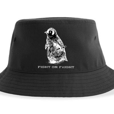 Fight or Flight Funny Penguin Pun Fight Or Flight Meme  Sustainable Bucket Hat