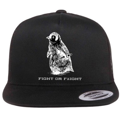 Fight or Flight Funny Penguin Pun Fight Or Flight Meme  Flat Bill Trucker Hat