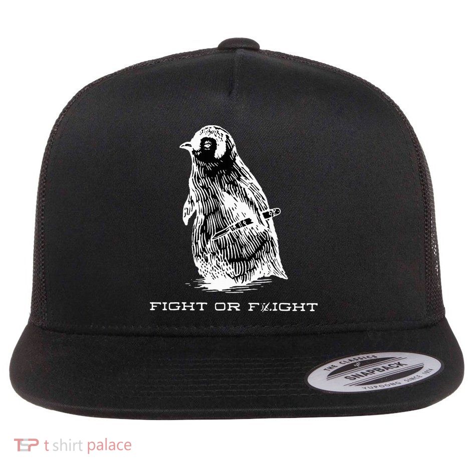 Fight or Flight Funny Penguin Pun Fight Or Flight Meme  Flatbill Hat