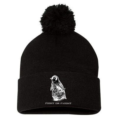 Fight or Flight Funny Penguin Pun Fight Or Flight Meme  Pom Pom 12in Knit Beanie