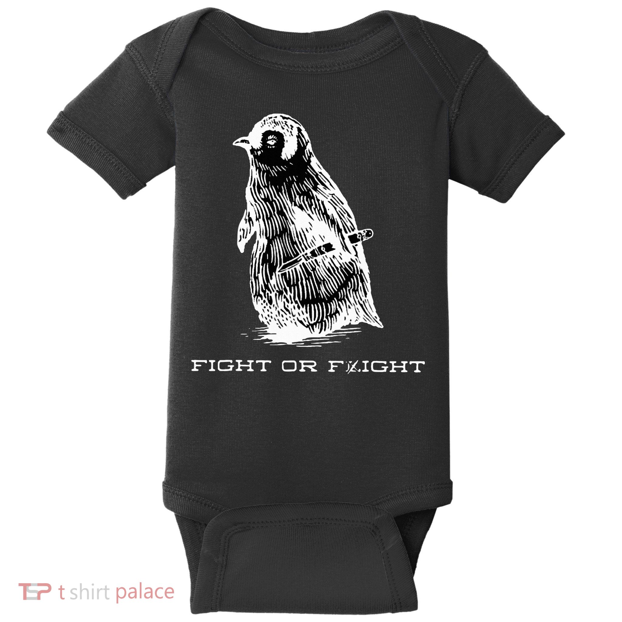Fight or Flight Funny Penguin Pun Fight Or Flight Meme  Baby Bodysuit