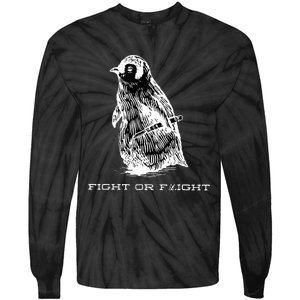 Fight or Flight Funny Penguin Pun Fight Or Flight Meme  Tie-Dye Long Sleeve Shirt