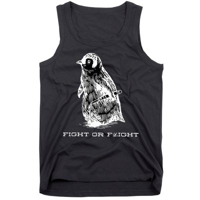 Fight or Flight Funny Penguin Pun Fight Or Flight Meme  Tank Top