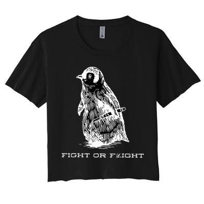 Fight or Flight Funny Penguin Pun Fight Or Flight Meme  Crop Top