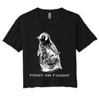Fight or Flight Funny Penguin Pun Fight Or Flight Meme  Women's Crop Top Tee