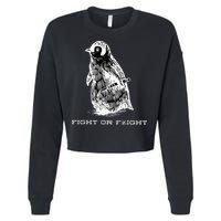 Fight or Flight Funny Penguin Pun Fight Or Flight Meme  Cropped Pullover Crew