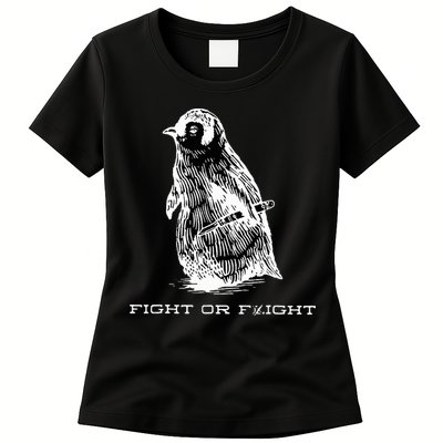 Fight or Flight Funny Penguin Pun Fight Or Flight Meme  Womens T-Shirt