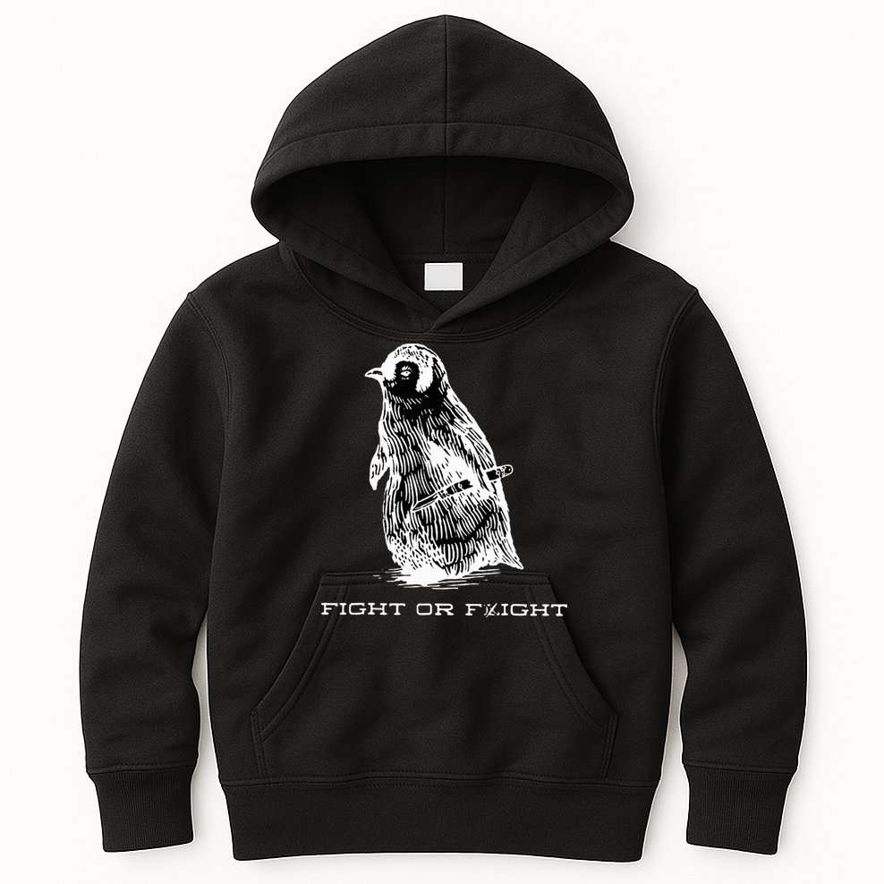 Fight or Flight Funny Penguin Pun Fight Or Flight Meme  Kids Hoodie