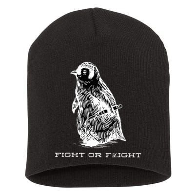 Fight or Flight Funny Penguin Pun Fight Or Flight Meme  Short Acrylic Beanie