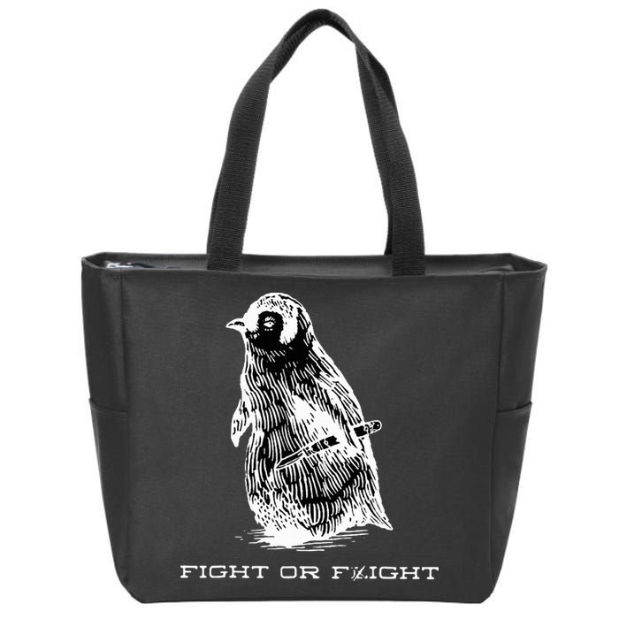Fight or Flight Funny Penguin Pun Fight Or Flight Meme  Zip Tote Bag