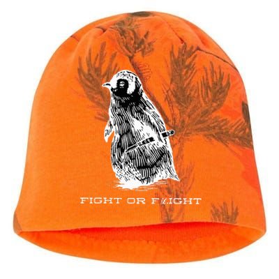 Fight or Flight Funny Penguin Pun Fight Or Flight Meme  Kati - Camo Knit Beanie