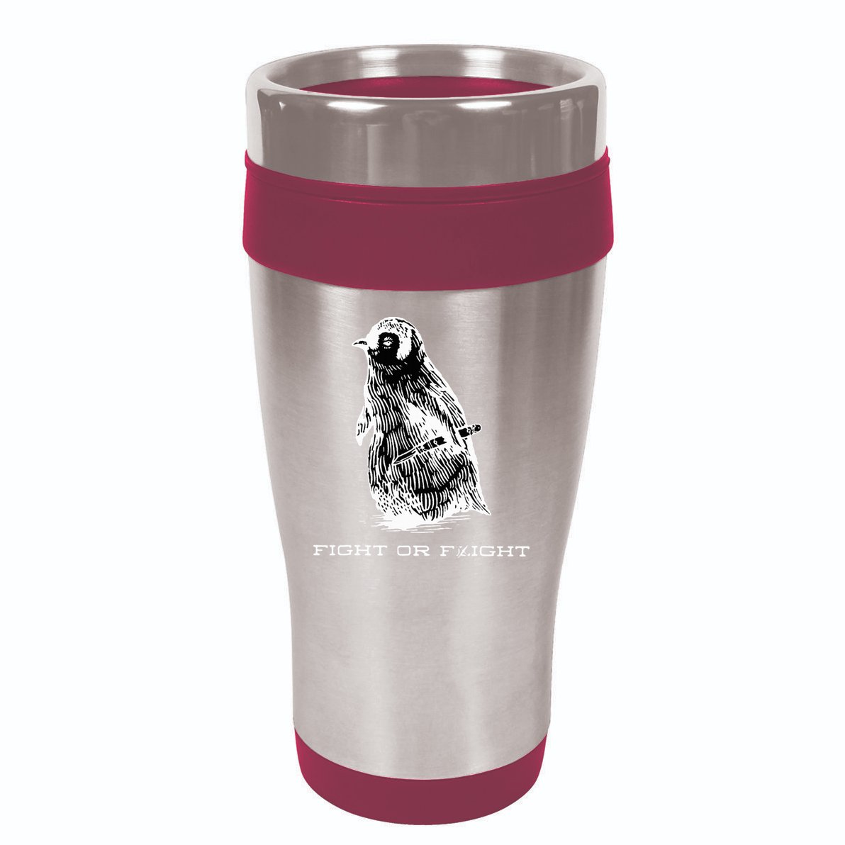 Fight or Flight Funny Penguin Pun Fight Or Flight Meme  16oz Travel Tumbler