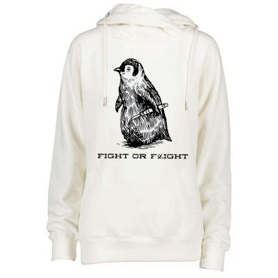 Fight Or Flight Funny Penguin Pun Fight Or Flight Meme Womens Funnel Neck Pullover Hood