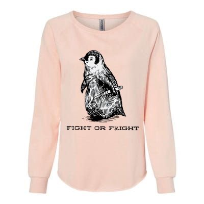 Fight Or Flight Funny Penguin Pun Fight Or Flight Meme Womens California Wash Sweatshirt