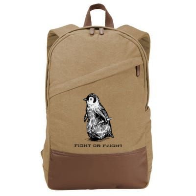 Fight Or Flight Funny Penguin Pun Fight Or Flight Meme Cotton Canvas Backpack