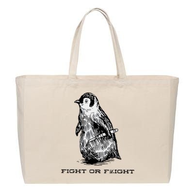 Fight Or Flight Funny Penguin Pun Fight Or Flight Meme Cotton Canvas Jumbo Tote