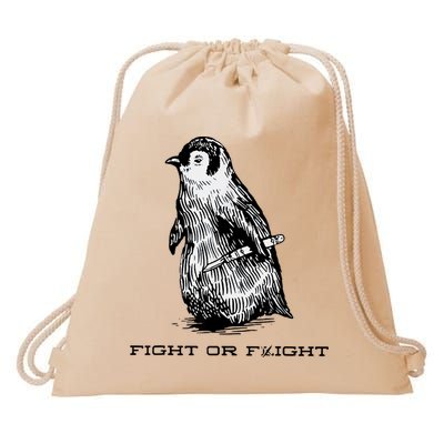 Fight Or Flight Funny Penguin Pun Fight Or Flight Meme Drawstring Bag