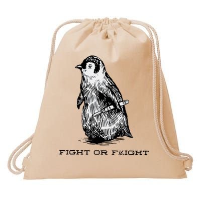 Fight Or Flight Funny Penguin Pun Fight Or Flight Meme Drawstring Bag