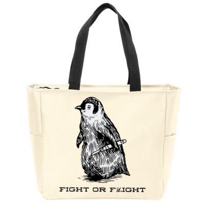 Fight Or Flight Funny Penguin Pun Fight Or Flight Meme Zip Tote Bag