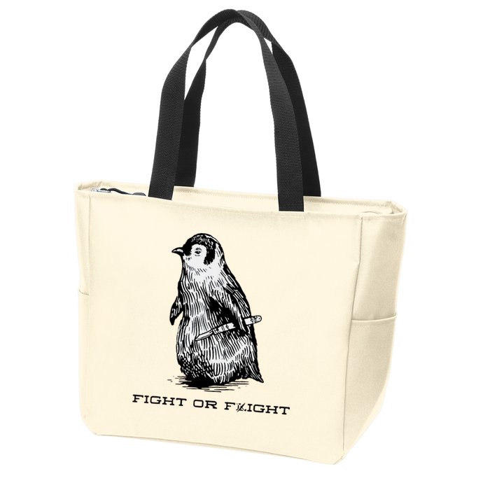 Fight Or Flight Funny Penguin Pun Fight Or Flight Meme Zip Tote Bag