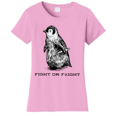 Fight Or Flight Funny Penguin Pun Fight Or Flight Meme Women's T-Shirt