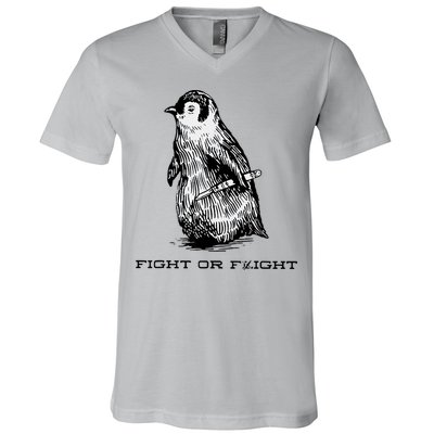 Fight Or Flight Funny Penguin Pun Fight Or Flight Meme V-Neck T-Shirt