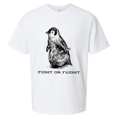 Fight Or Flight Funny Penguin Pun Fight Or Flight Meme Sueded Cloud Jersey T-Shirt